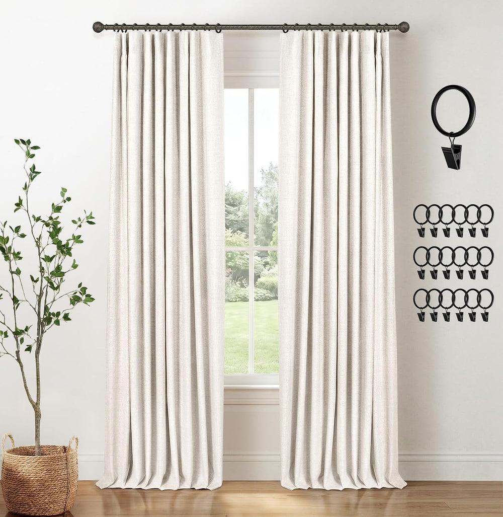 INOVADAY 100% Black Out Curtains 96 Inch Long Blackout Curtains for Bedroom