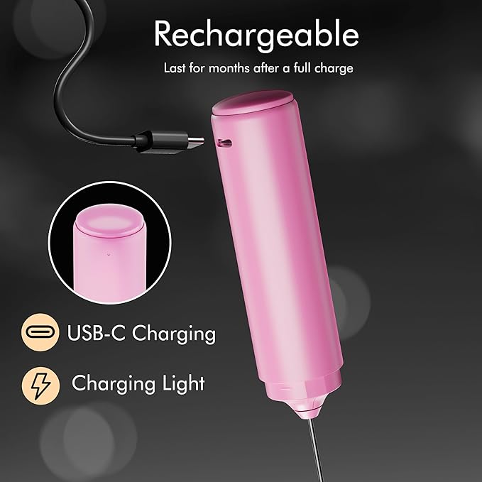 Rechargeable Milk Frother Handheld, 2-IN-1 Dual Spring Whisk Electric Frother - Image 4