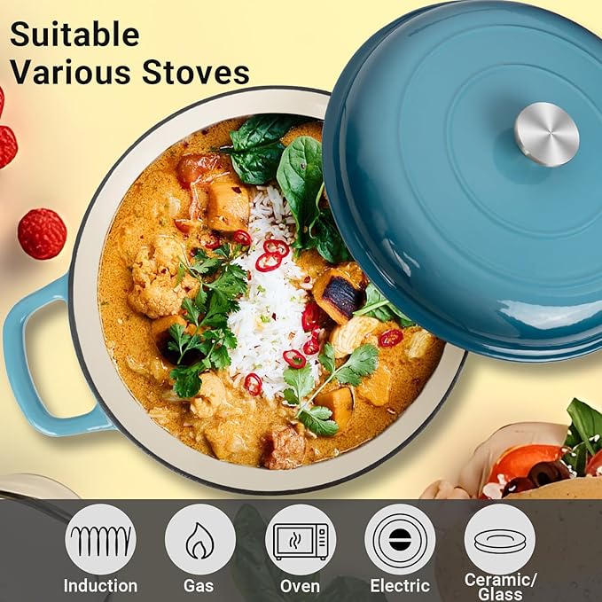 Enameled Cast Iron Dutch Oven, 3.8 Quart Dutch Oven Pot