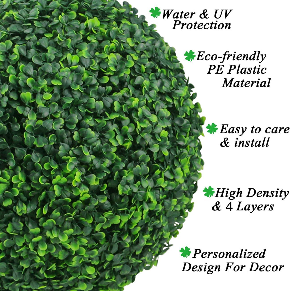 Sunnyglade 2 PCS 15.7 inch 4 Layers Artificial Plant Topiary Ball Faux Boxwoo...