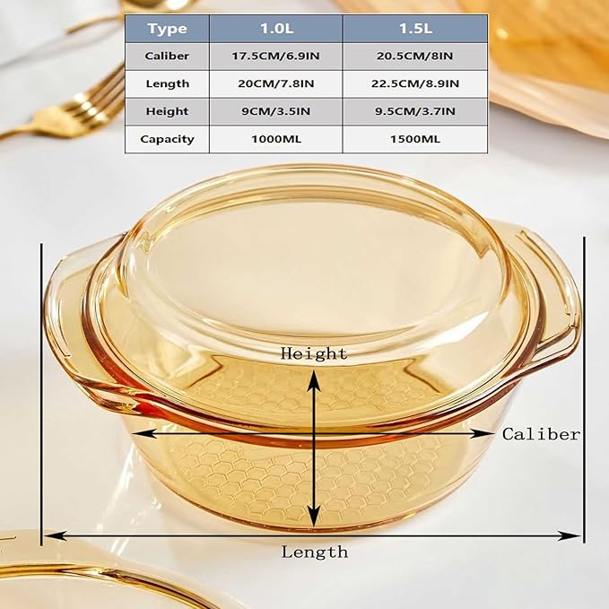 Amber Borosilicate Glass Casserole Dish - Image 5