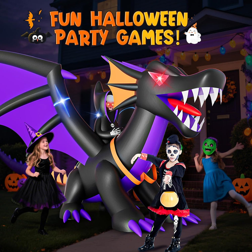Skirfy 7FT Halloween Inflatable Dragon with LED Lights for Outdoor