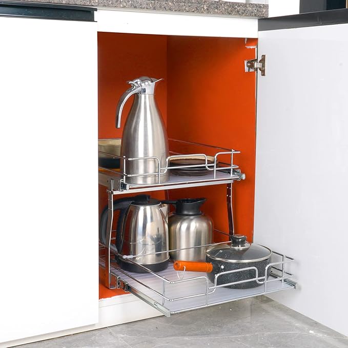 VEVOR 2 Tier 17"Wx21.2"Dx15.2"H Pull Out Cabinet Organizer, Heavy Duty Slide - Image 7