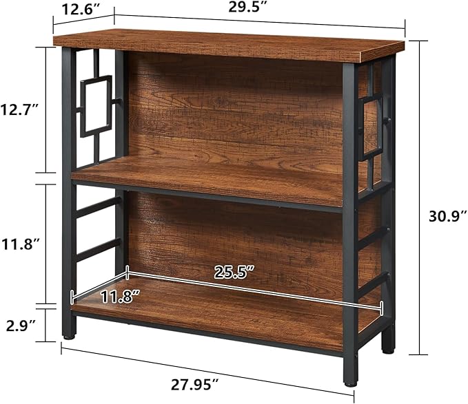 HOMISSUE Book Shelf, 3 Tier Small Bookshelf with Storage, Engineered Wood and...
