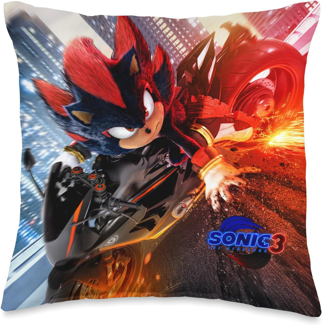 Sonic The Hedgehog 3 - Shadow Motorcycle Throw Pillow