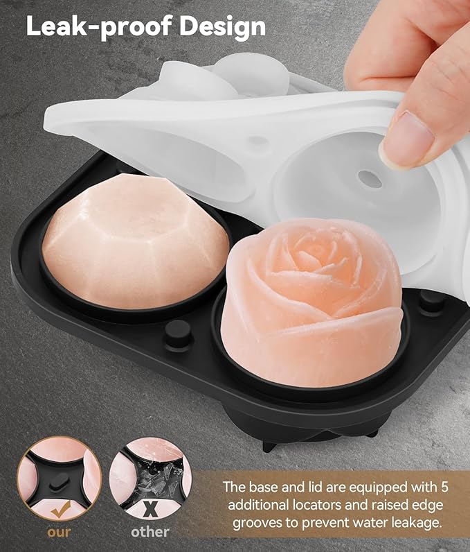 Ice Cube Tray with Lid, Silicone Ice Molds with Round, Large Ice Cube Mold - Image 5