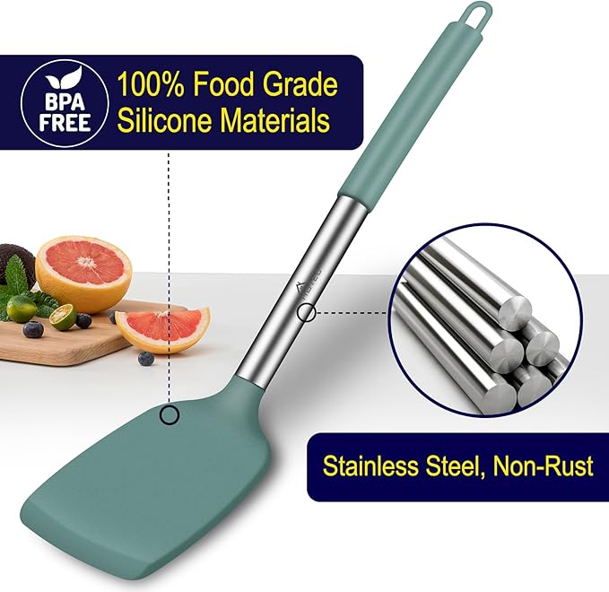 HOTEC Silicone Spatula Set of 2 Heat-Resistant 600F & BPA-Free Kitchen Spatula - Image 4