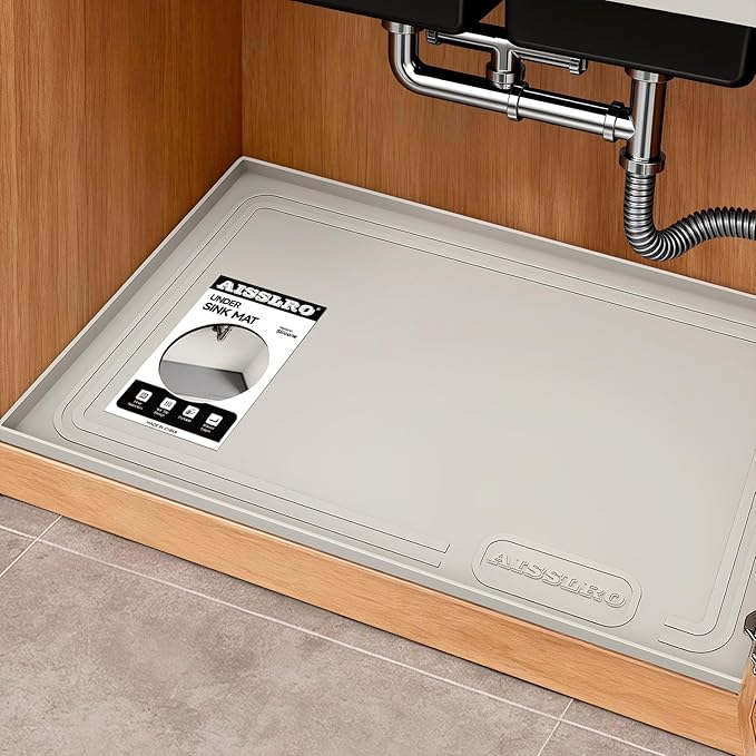 Aisslro Under Sink Mat 22" X 19", Waterproof Silicone Cabinet Organizer by AisslroDirect