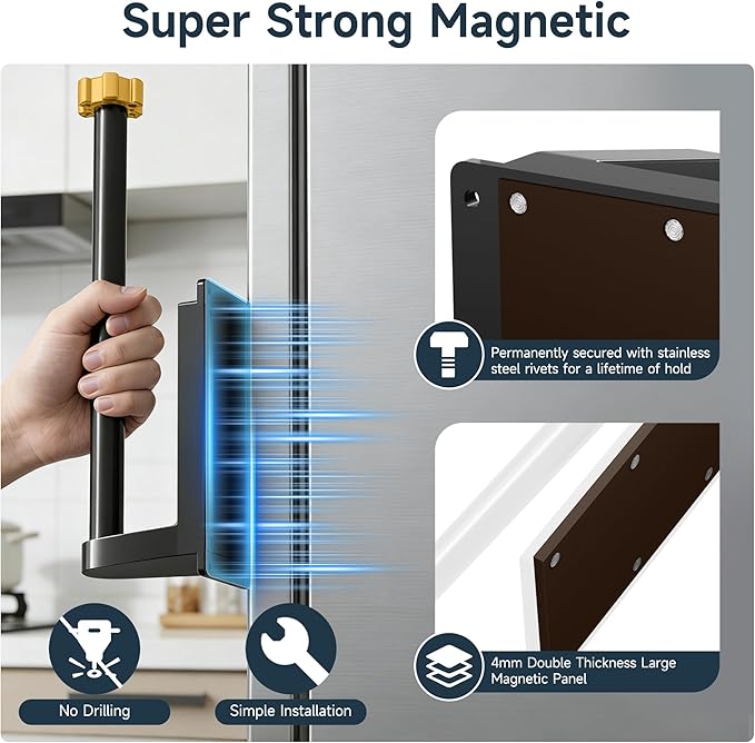 Magnetic Paper Towel Holder for Fridge Strong Magnet Black Kitchen Towel - Image 5