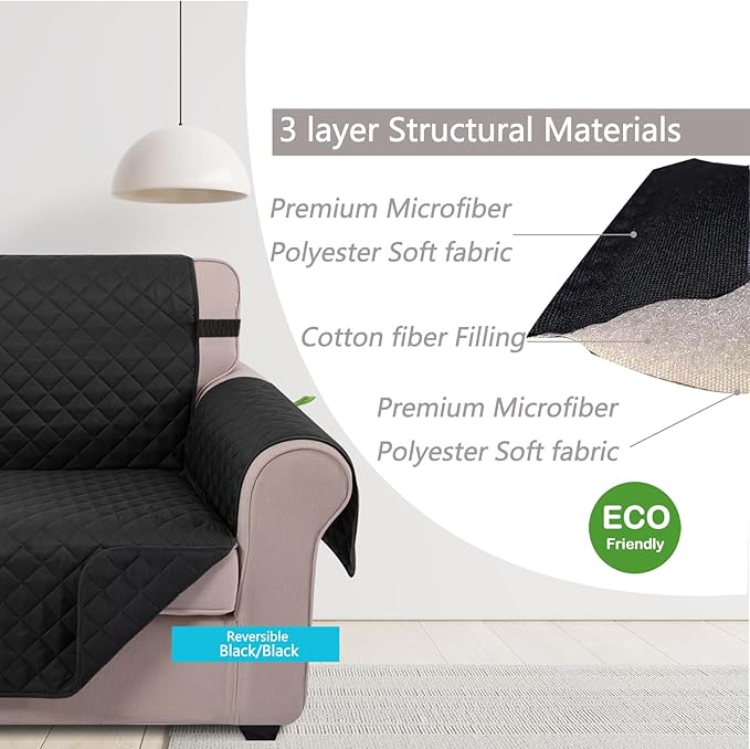 U-NICE HOME Reversible Oversized Chair Covers Quilted Water Repellent Pet - Image 5