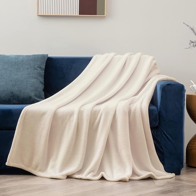 BEDELITE Fleece Blankets Queen Size Beige Throw Blankets - Image 2