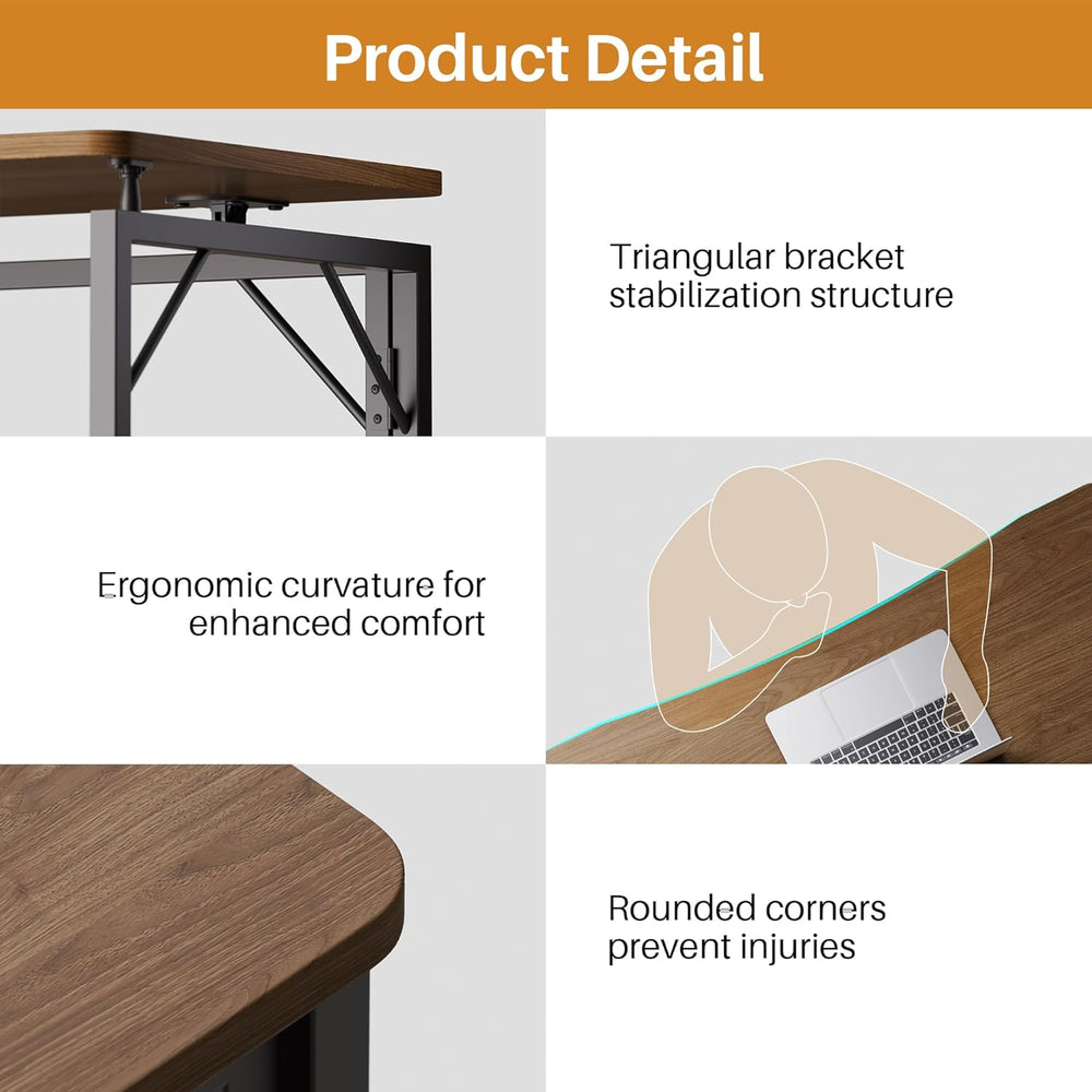 JOYMOOP 31.5" Folding Desk - Brown, No Assembly Small Foldable Desk for ...