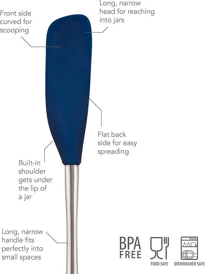 Tovolo Jar Spatula Silicone Long Stainless Steel Handle Scraper Spatula Deep - Image 2
