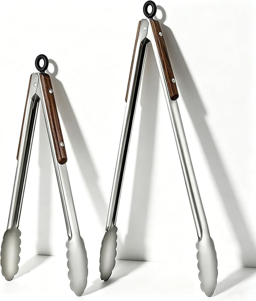 12 & 16 Inch Food Tongs Set, Food Grade Stainless Steel Kitchen Tongs by Unknown