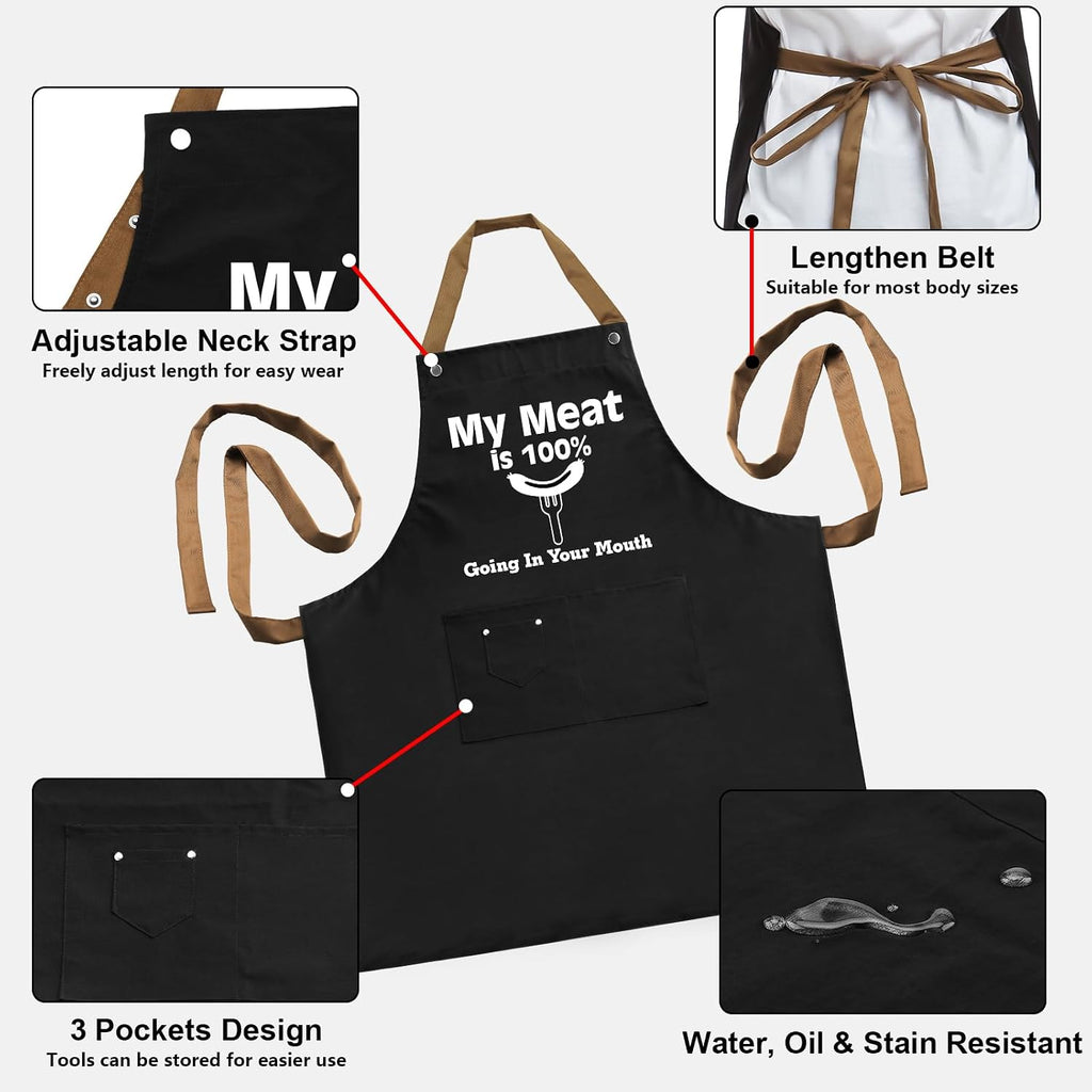 Gifts for Boyfriend, Husband Gag Gifts from Wife, Fathers Day, Birthday Gifts for Men, Naughty Gifts for Him, Anniversary Mens Funny Gifts Gag Gifts - Kitchen Chef Apron w Pockets