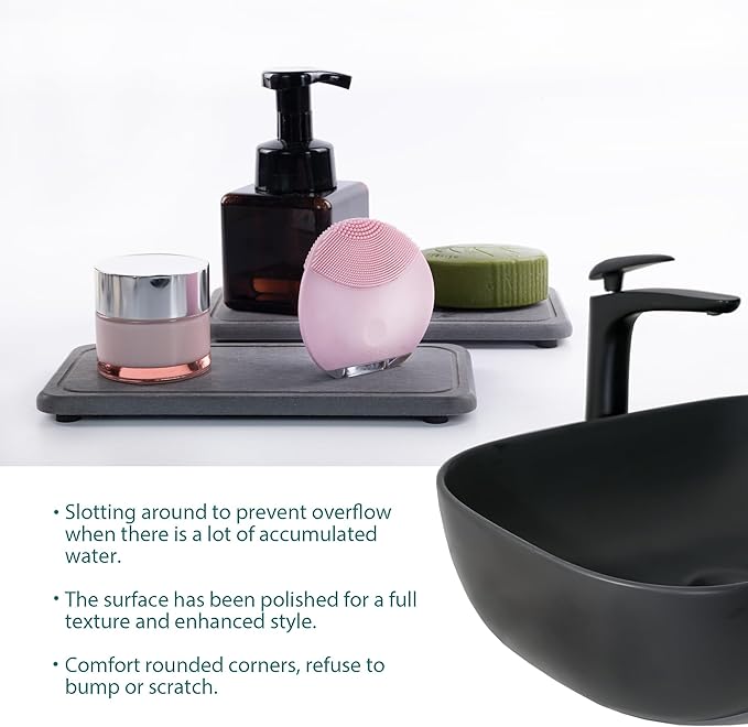 NiuYichee 2 Pcs Water Absorbing Stone Trays, Kitchen/Bathroom Sink Soap Dish - Image 2