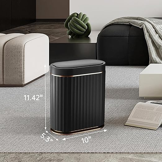 ELPHECO Black Bathroom Trash Can