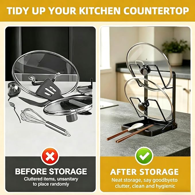 Pot Lids Organizer Rack for Cabinet and Countertop, 304 Stainless Steel Kitchen - Image 3