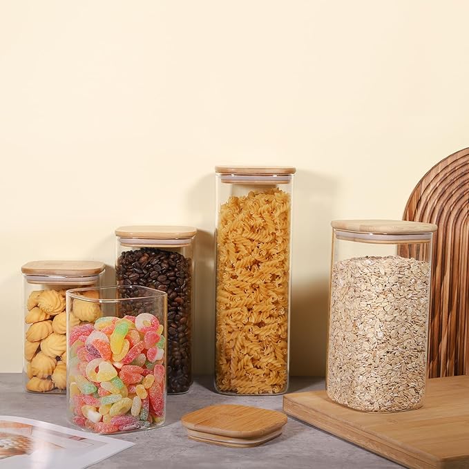 Glass Food Storage Jars 76 oz Set of 3, Glass Storage Containers Clear Glass - Image 6