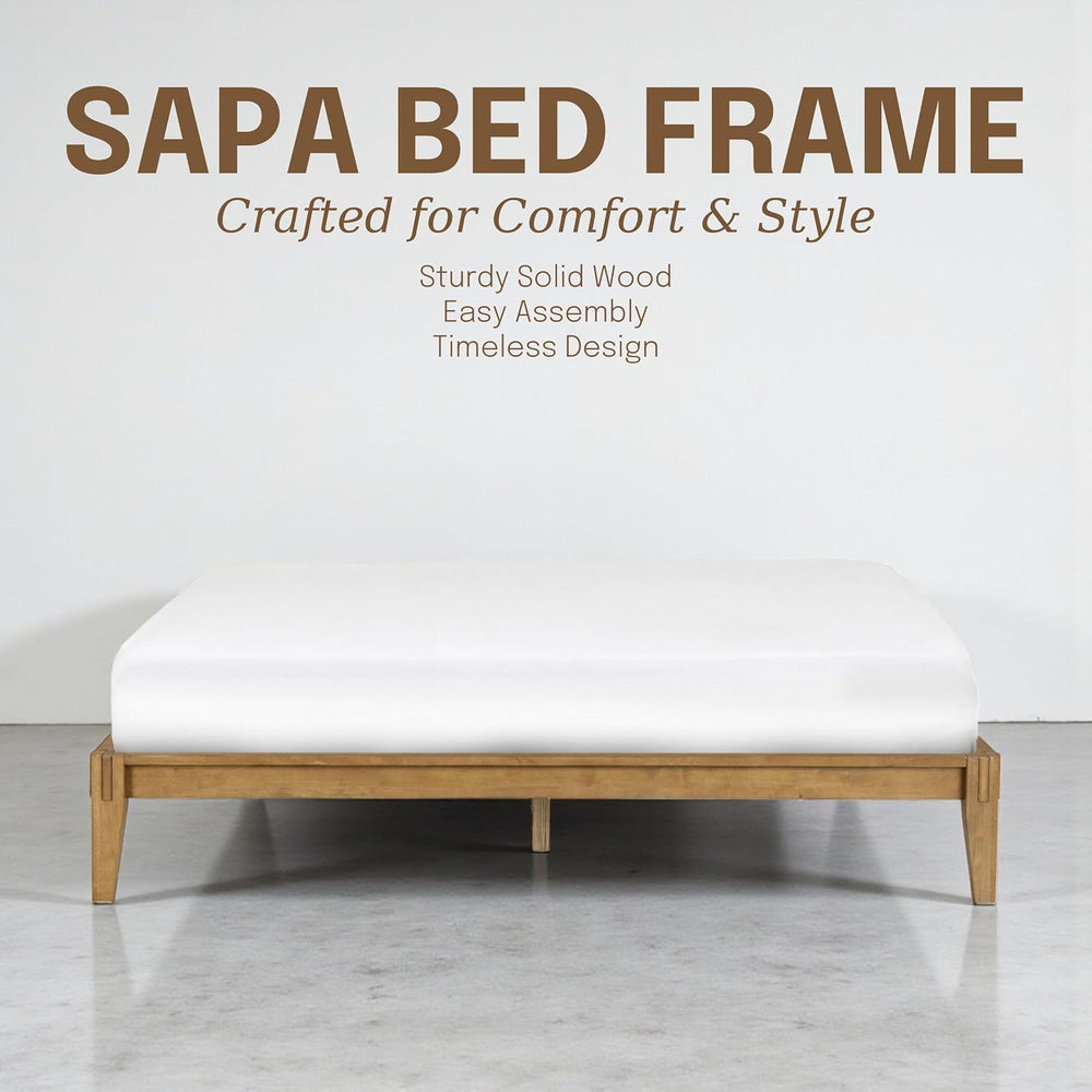 Sapa Solid Wood Platform Bed Frame – Minimalist, Japanese Joinery, No Box Spr...