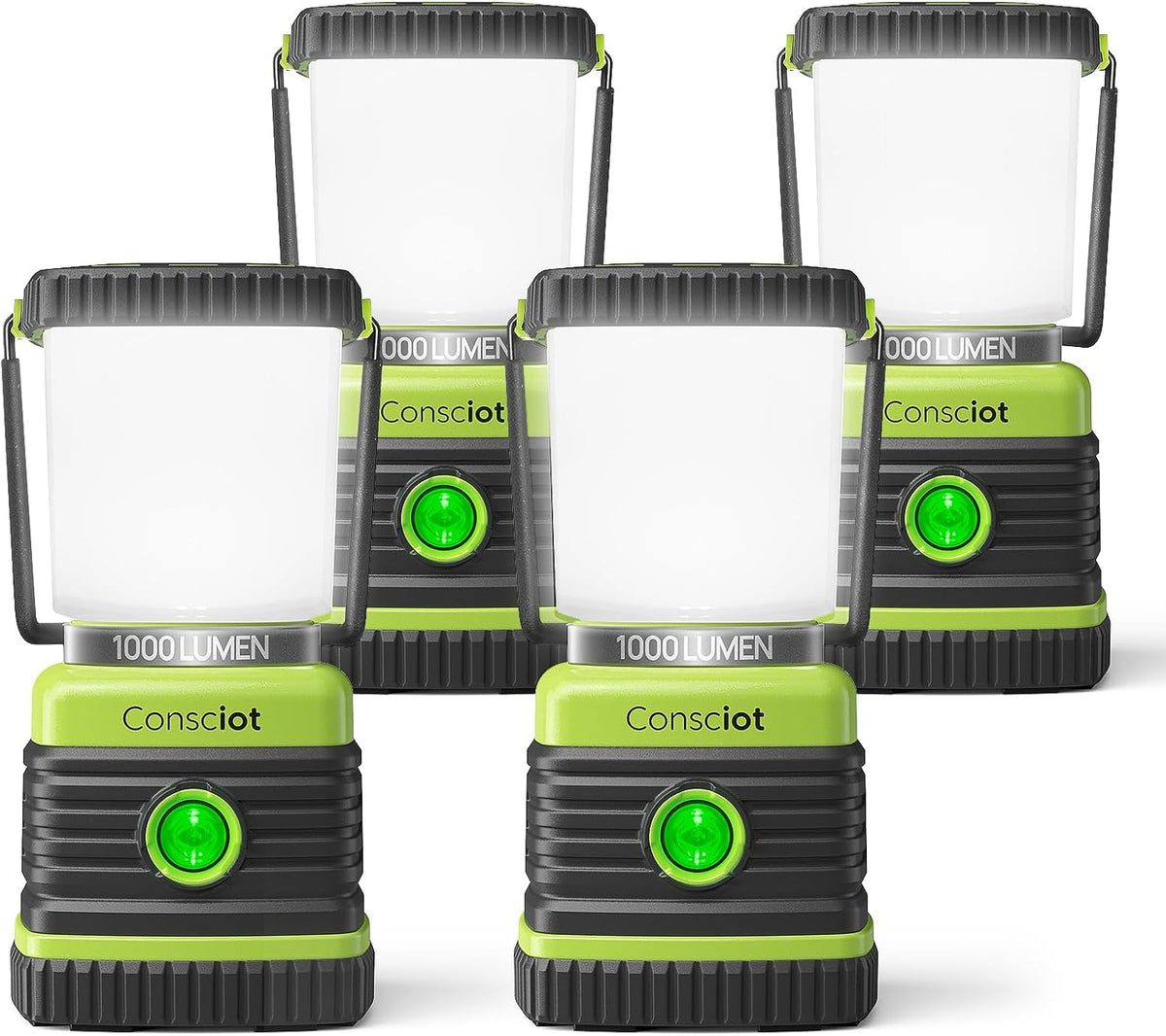Consciot 1000LM Battery Powered LED Camping Lantern, 4 Light Mode, Dimmable