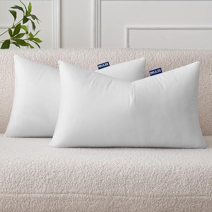 MIULEE Set of 2 Throw Pillow Inserts 12x20 Inches, Nowoven Decorative Pillow by MIULEE
