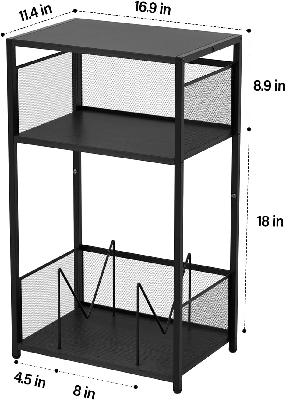 Aduanbang 3 Tier End Table,Record Player Stand with Storage Up to 100 Albums,...