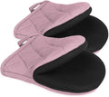 Short Oven Mitts, Heat Resistant 500°F, Silicone Grip Kitchen Gloves, Non-Slip by GOLDMEET