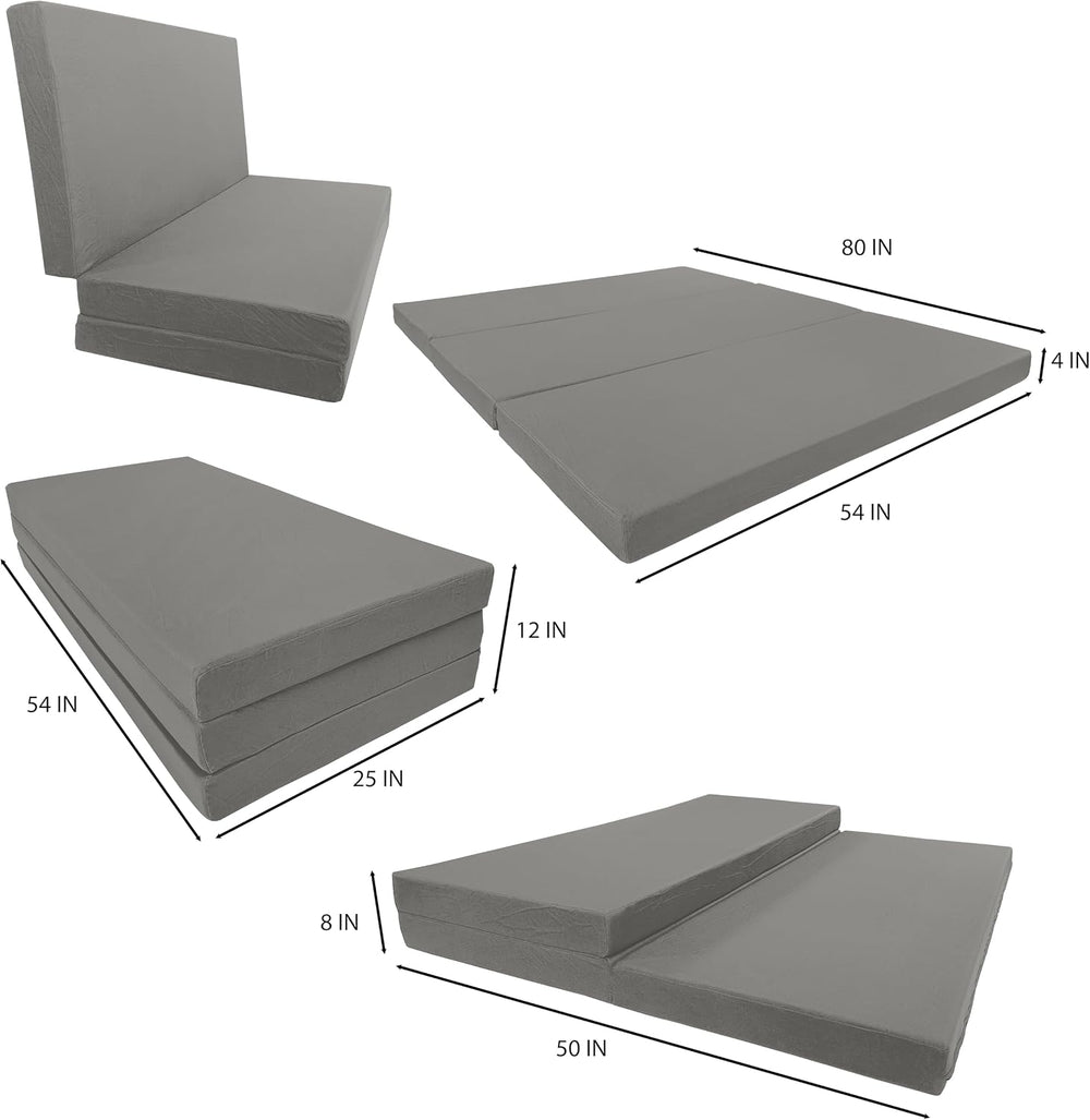 D&D Futon Furniture Portable Trifold Mattress, Foldable Foam Mattresses S...