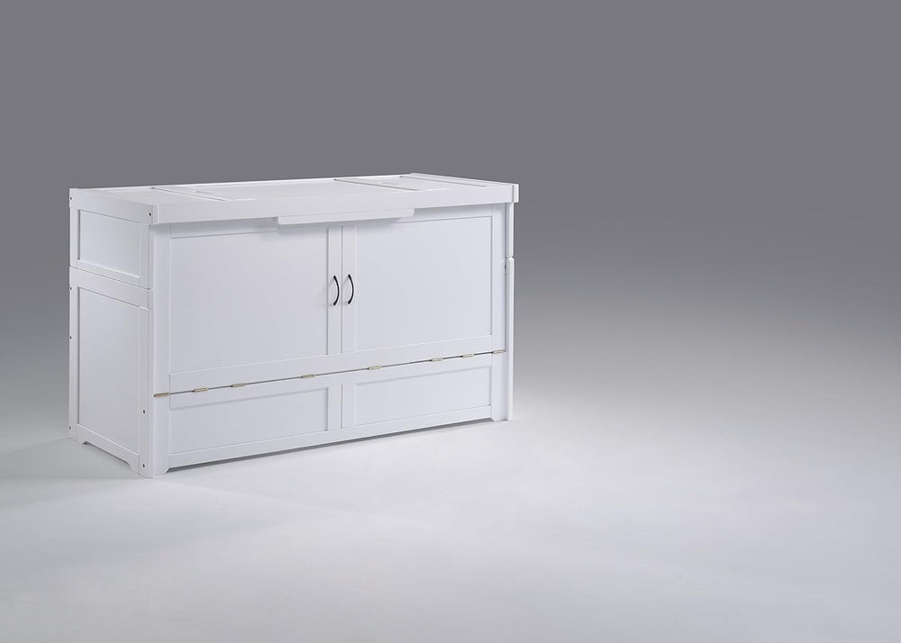 NIGHT & DAY Furniture Murphy Cube Cabinet Bed (White, Queen)
