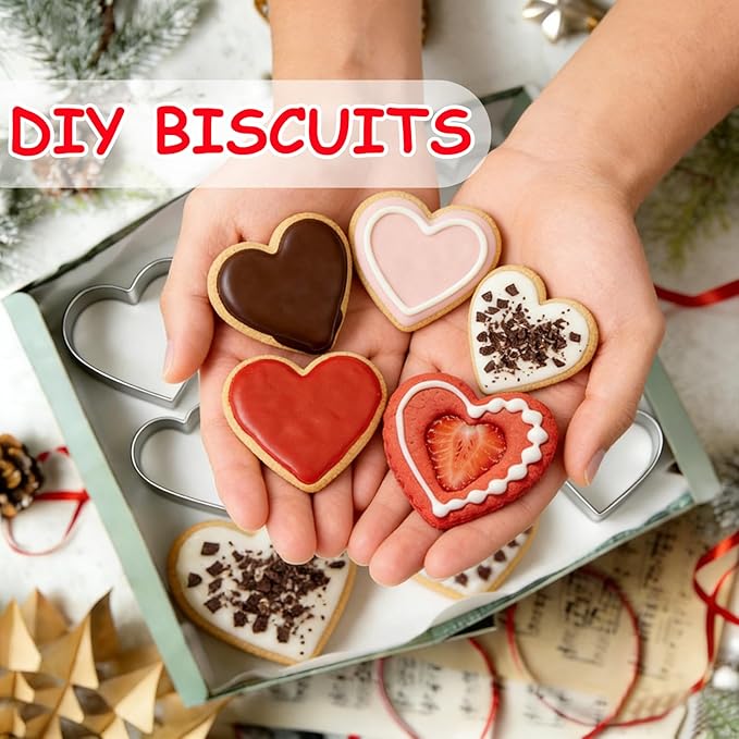 Love Heart Cookie Cutter Set Pack of 5 Valentines Day Heart Biscuit Cutter - Image 5
