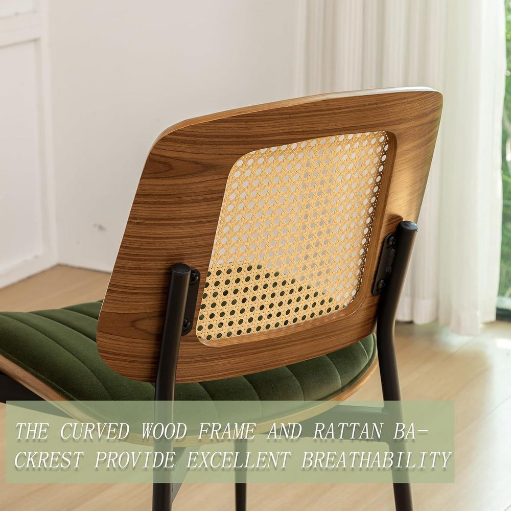 LUNLING Dining Chairs Set of 4 Mid Century Modern Retro Green Velvet Kitchen ...
