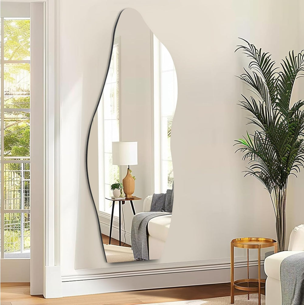 QDSSDECO Full Length Mirror 63"x24" Irregular Wall Mirror Wave Fram...