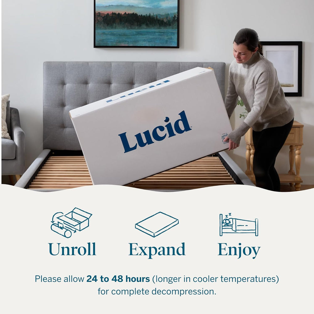 Lucid 8 Inch Gel Memory Foam Mattress, Medium Firm, Bed in a Box, Twin Size