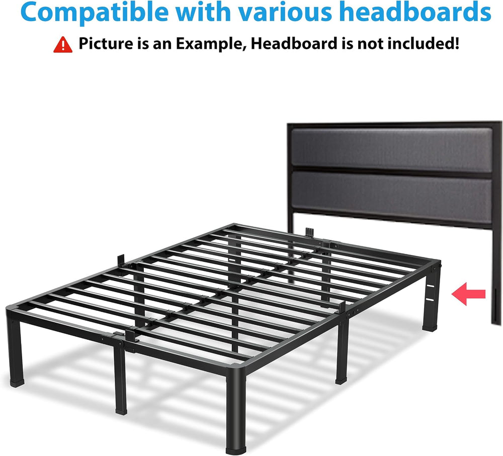 VIPSHOW 18 Inch Queen Bed Frame with Round Corners No Box Spring Needed