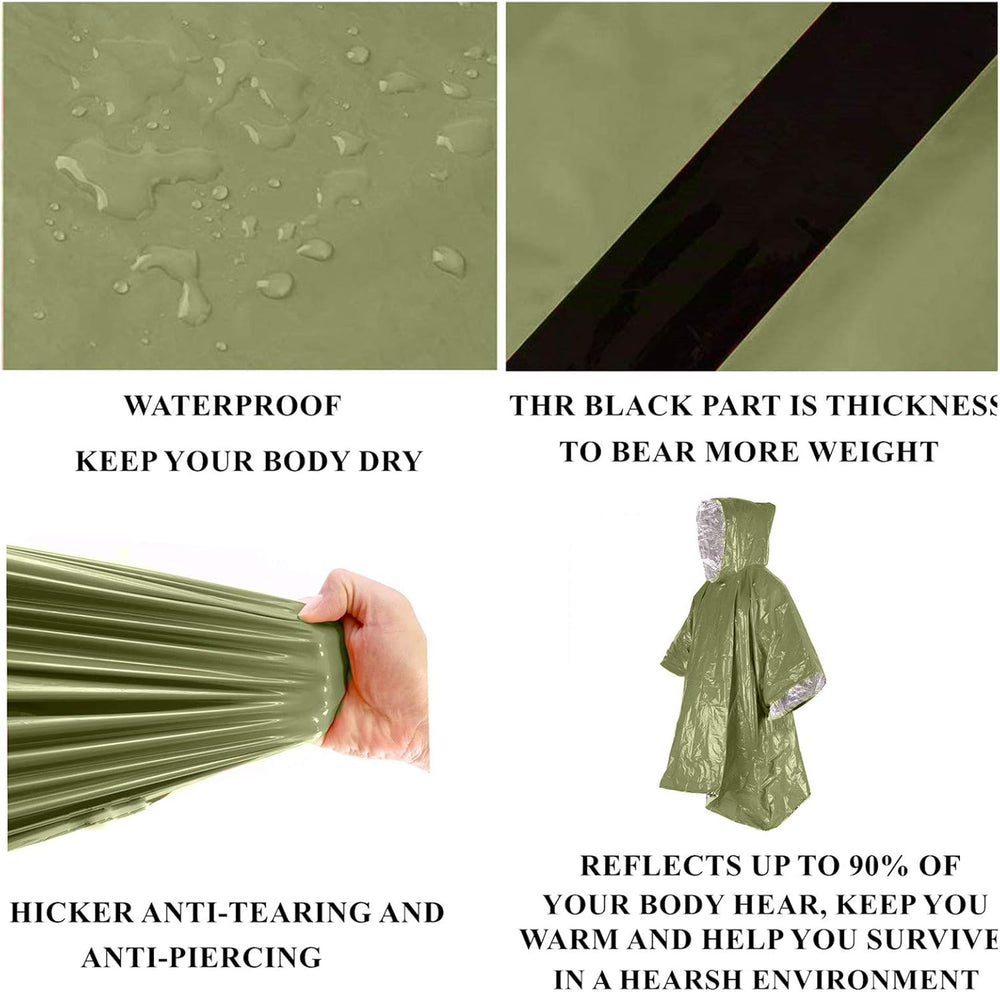 Emergency Blanket Poncho 2pcs, 39.3 x 53inch Thermal Mylar Space Blanket Rain...