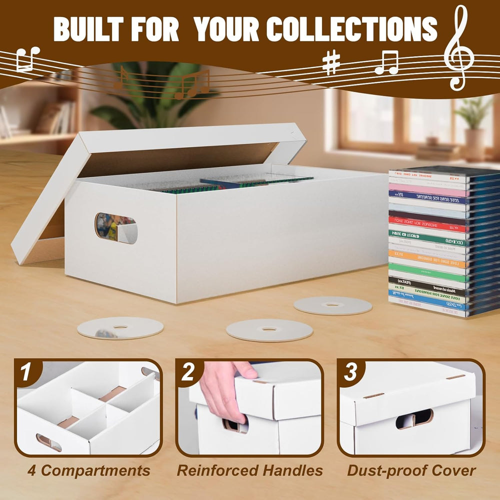 NUMINA 3 Pack CD Storage Boxes, Holds 240 CDs Total (80 Each) with Lift-Off L...