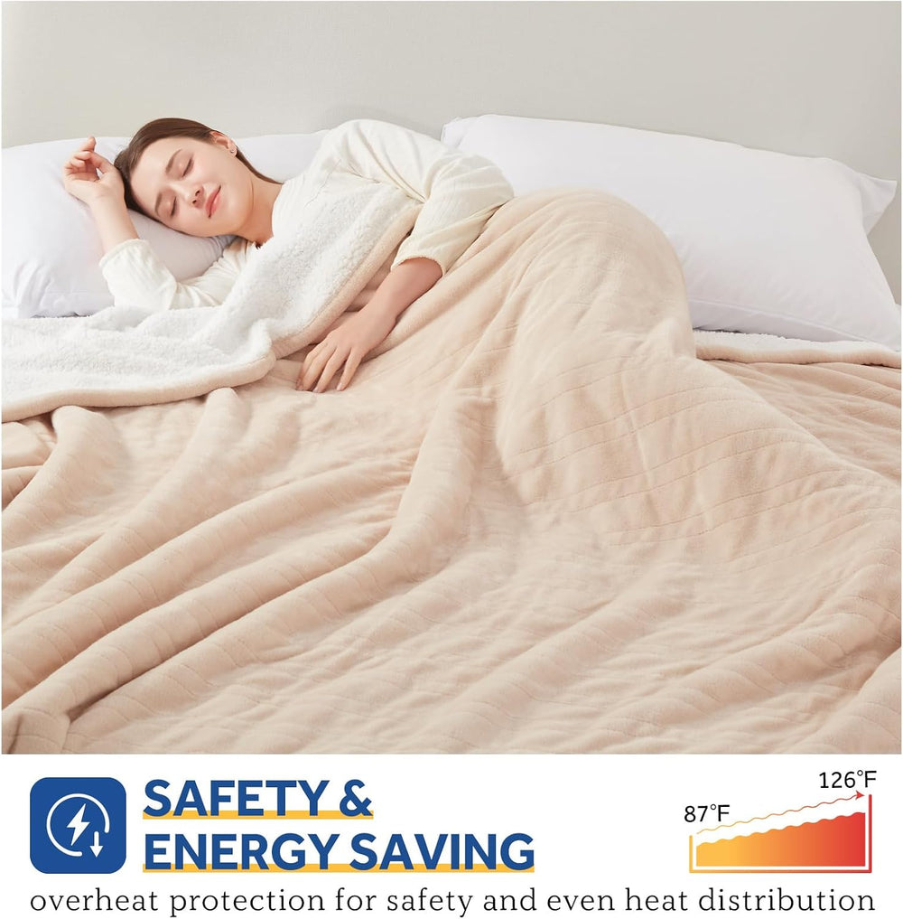Sealy Electric Blanket Queen Size Heated Dual Control Auto Shutoff 84"x9...