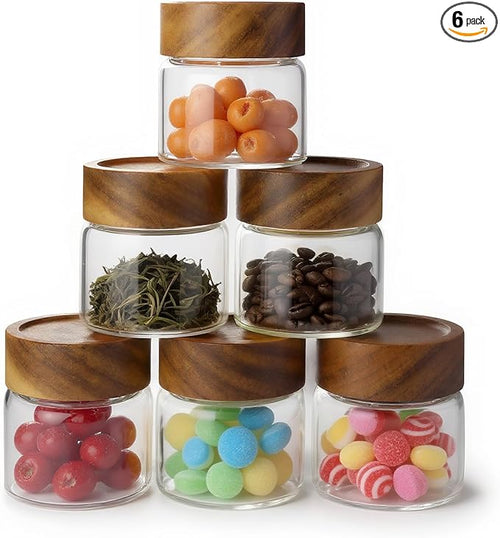 6-Pack 6 fl oz Stackable Airtight Glass Jars – Small Mason Jars designed by Unknown