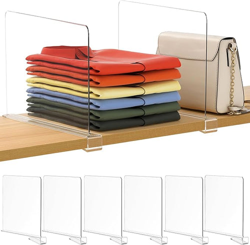 6 Pack 12 Inches Clear Shelf Dividers by Famyards