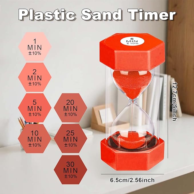 30 Minute Hourglass Sand Timer, Unbreakable Hexagon Sand Clock, Plastic Sand - Image 5