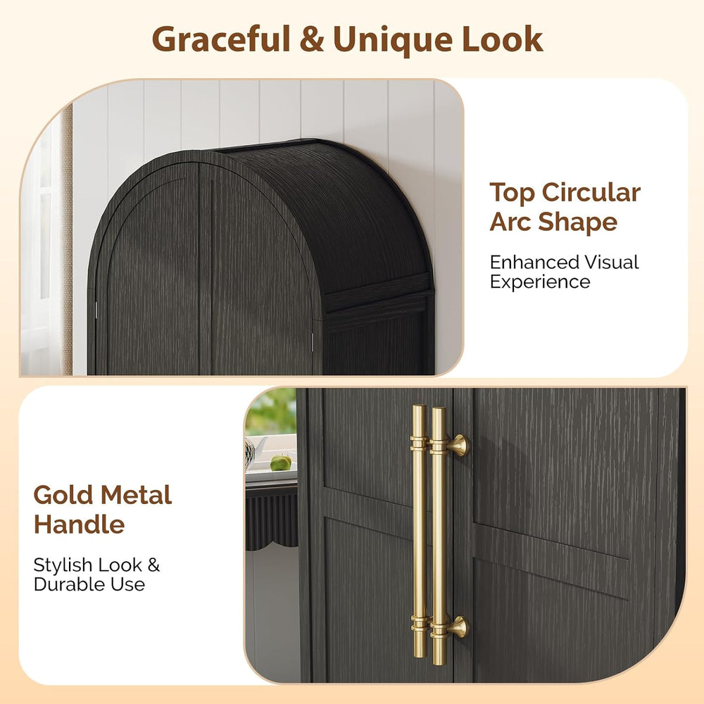 VINGLI Arched Wardrobe Closet Armoire with Doors and Drawer, Bedroom Armoires...