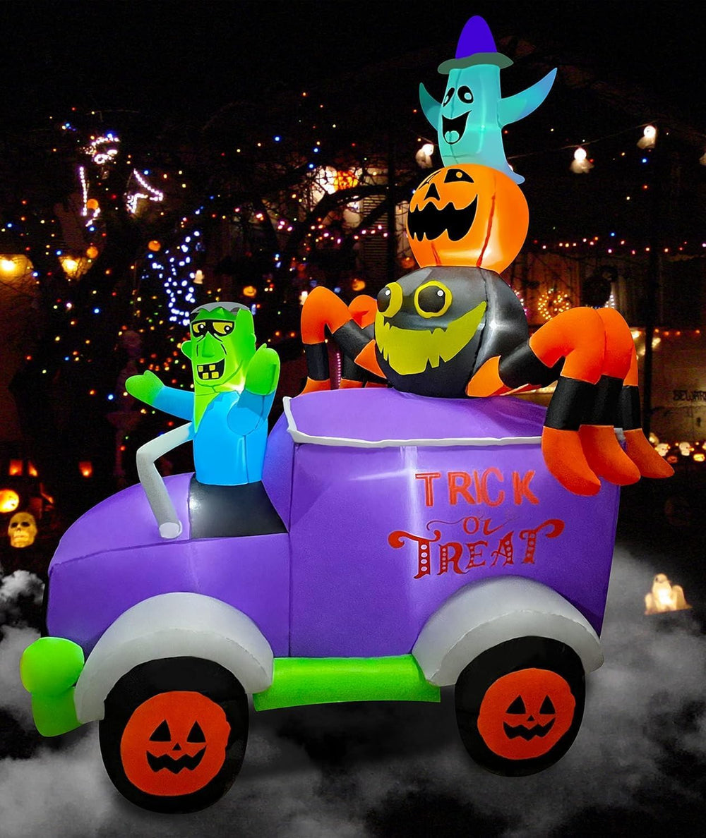 BLOWOUT FUN 8FT Halloween Inflatable Horror Frankenstein Driving Car
