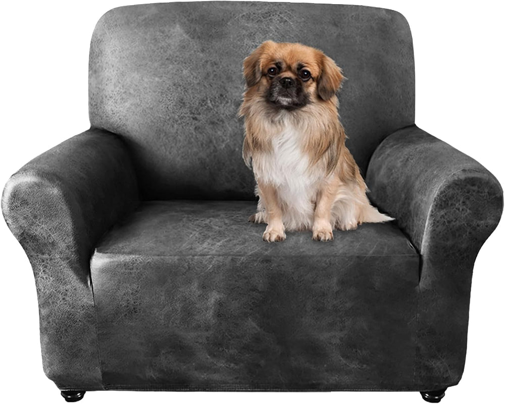 ANARACHON 1-Piece Leather-Look Armchair Cover, Stretch Chair Slipcover