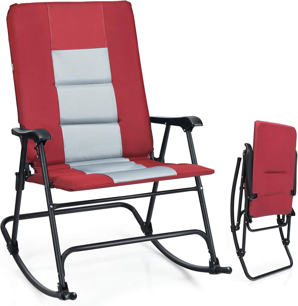 Giantex Camping Rocking Chair Foldable Oversized with Padded Armrest and Seat...