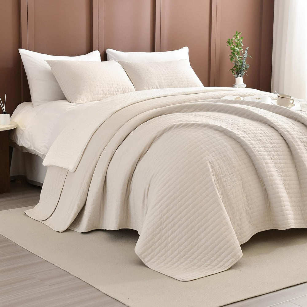 Lady Ann Oversized California King Size 120x120 Bedspread Set, 3pcs Extra Lar...