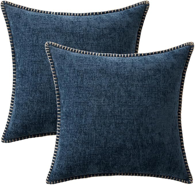 MIULEE Pack of 2 Couch Throw Pillow Covers 20x20 Inch Dark Blue Farmhouse - Image 6