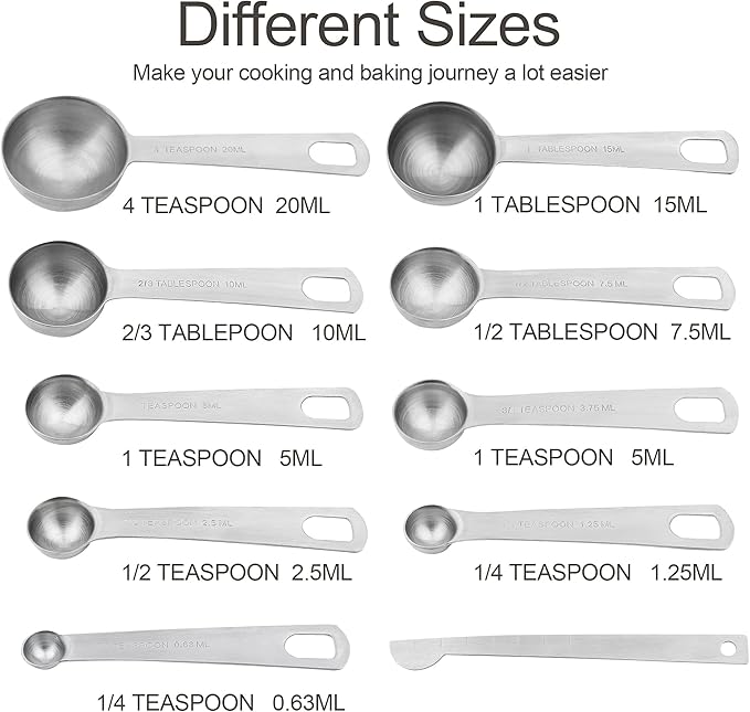 Measuring Cups and Spoons Set, 18/8 Stainless Steel Measuring Cups and Spoons - Image 3