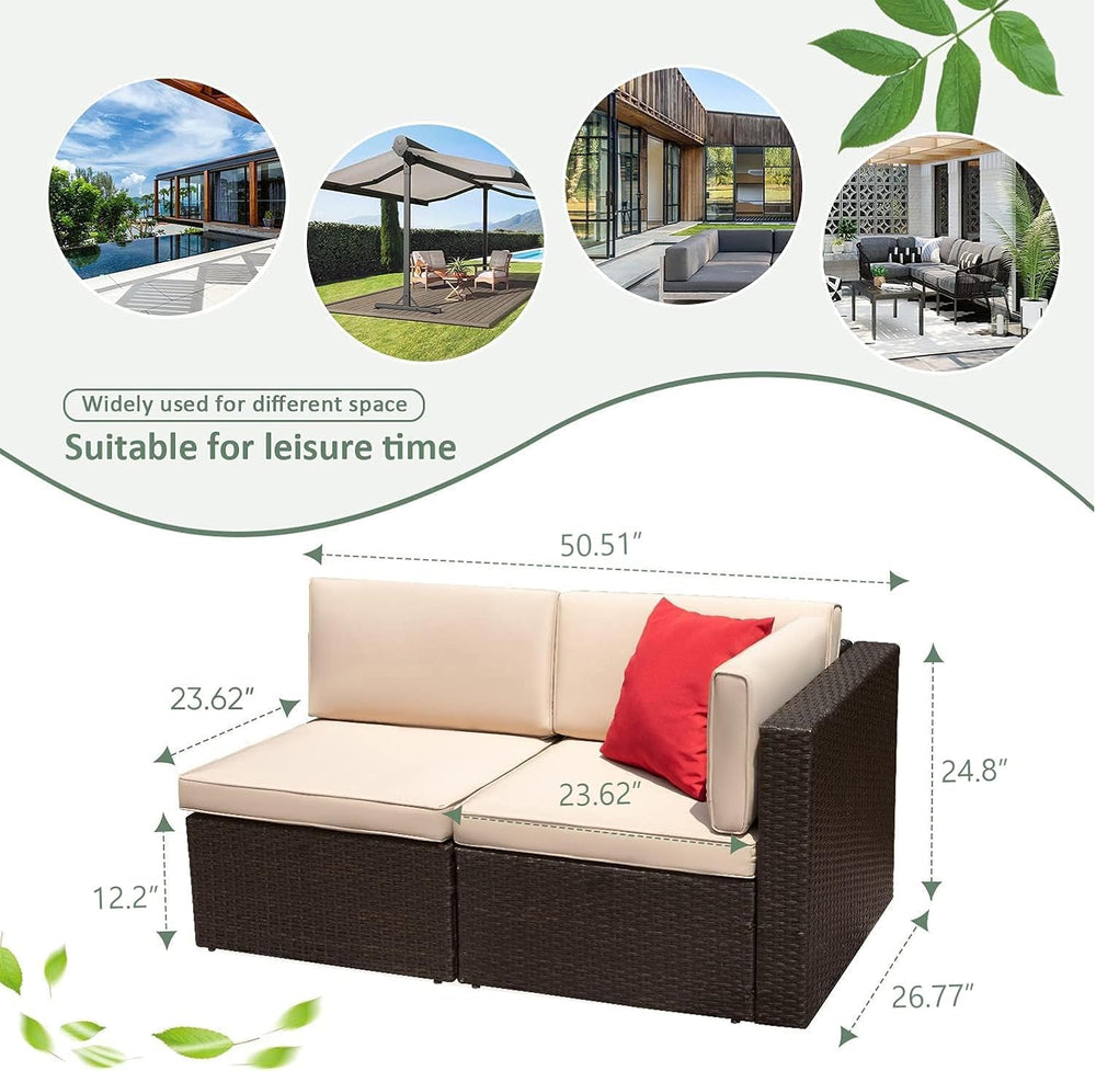 Devoko Patio Furniture Sofa Sets Outdoor All-Weather Sectional Corner Sofa an...