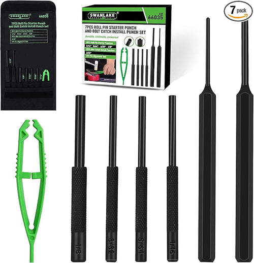 7-Piece Premium Roll Pin Starter Punch and Install Punch Set by SWANLAKETOOLS